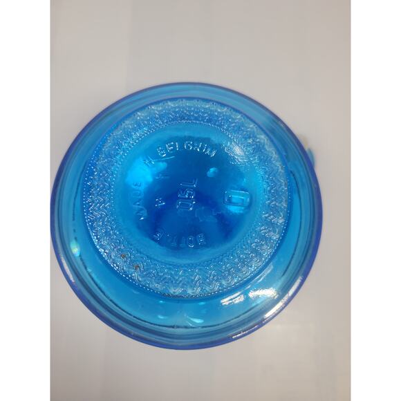 Vintage Blue Glass Decanter w/Stopper, Made In Belgium - Picture 3 of 5